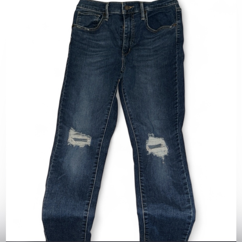 Levi's Mile High Super Skinny Jeans Dark Wash Distressed Knee Size 30